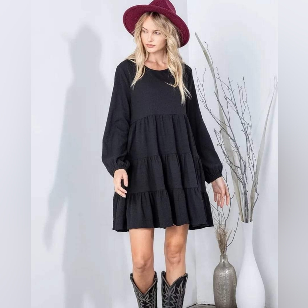 Black Ruffled Dress - Picture 8 of 12